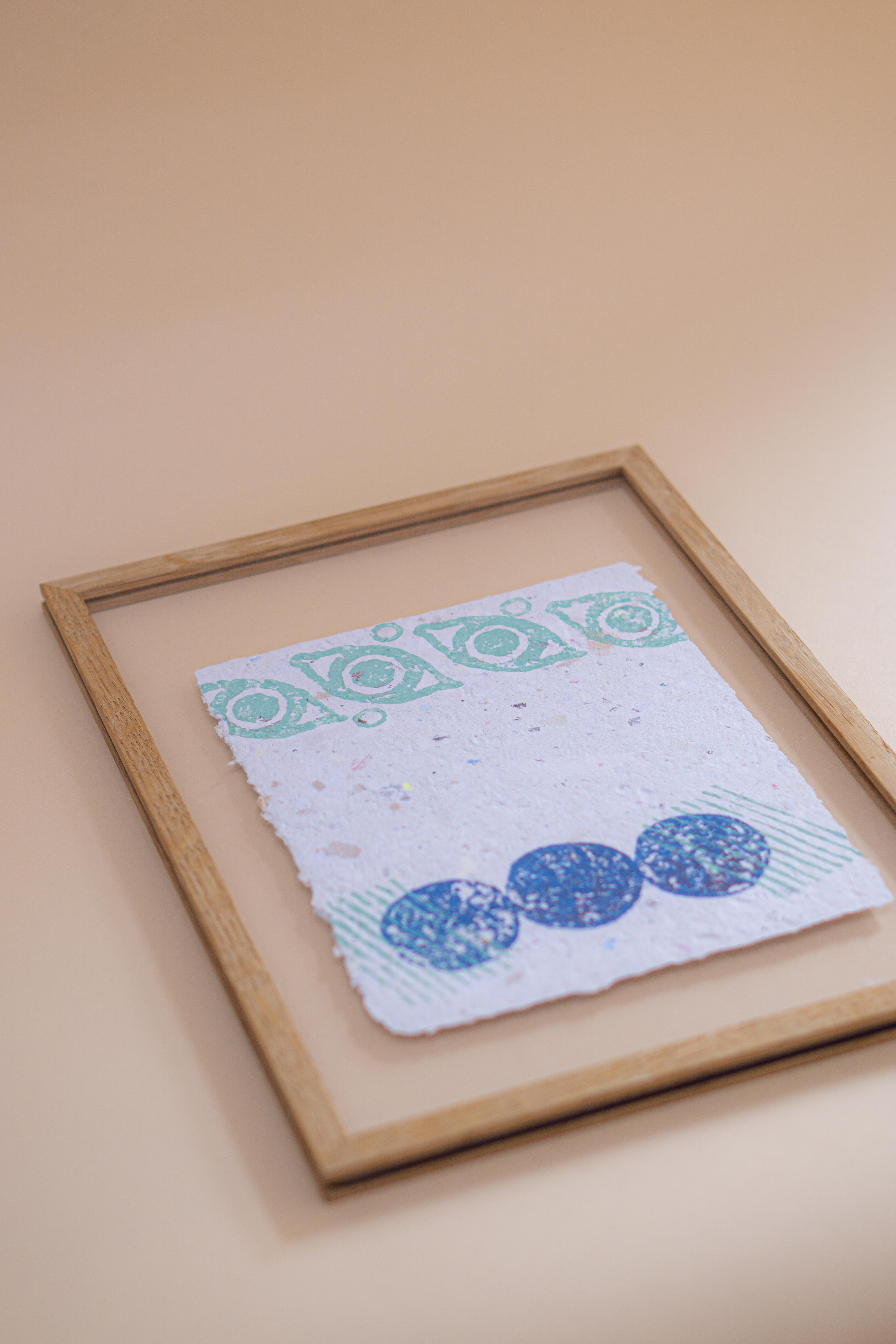 Paper from recycled asylum cases with block print