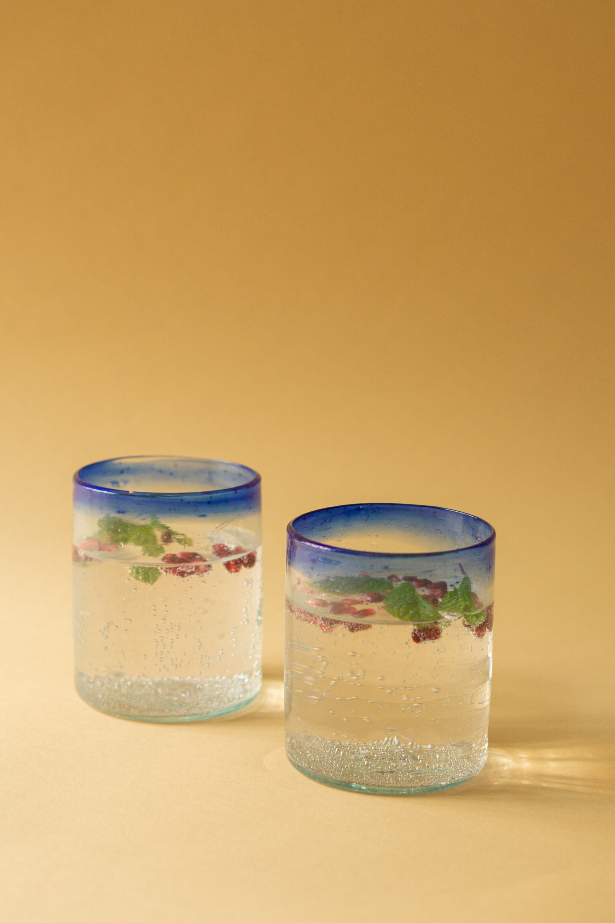Large water glasses in recycled glass
