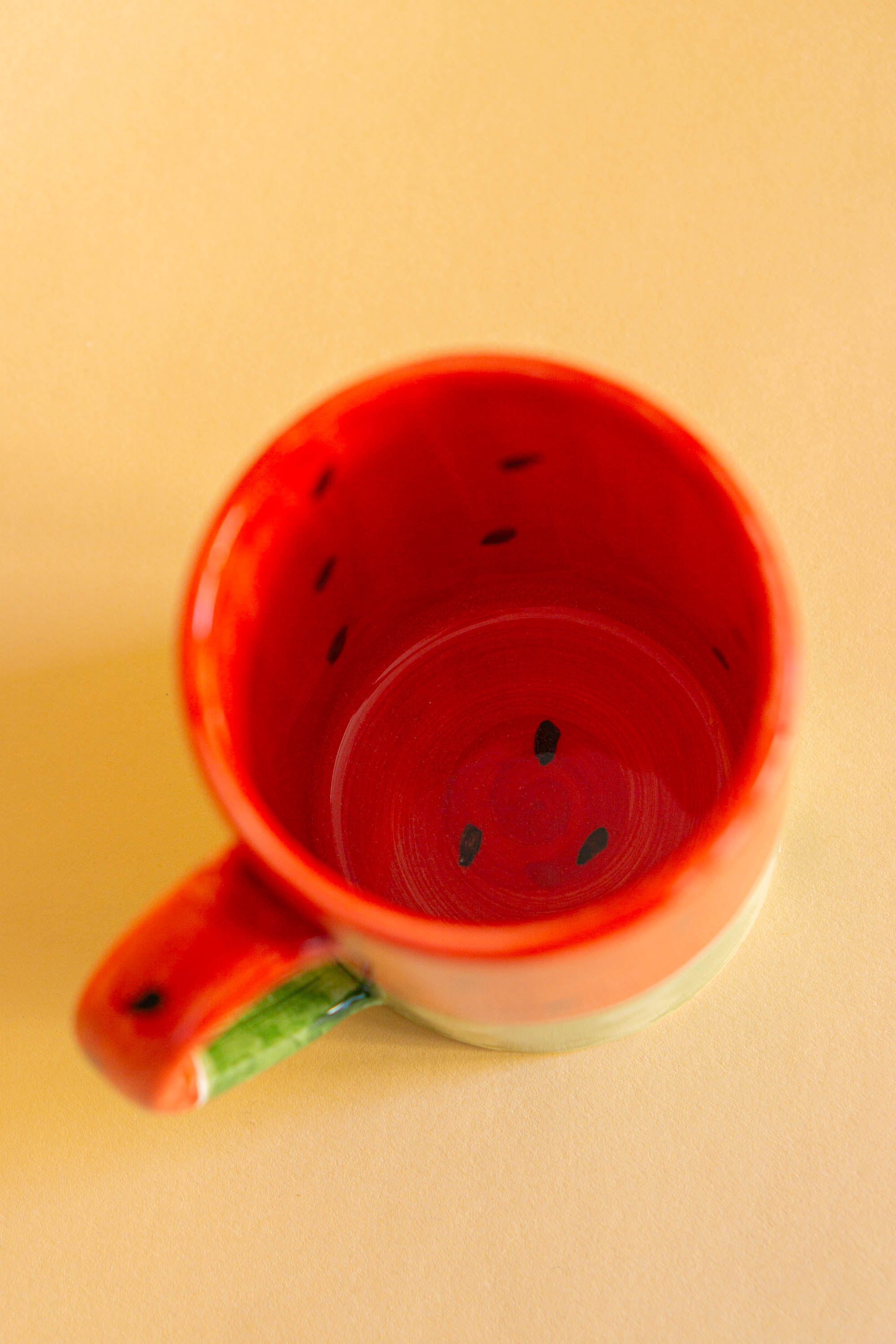 Stor kop med håndmalet vandmelon motiv