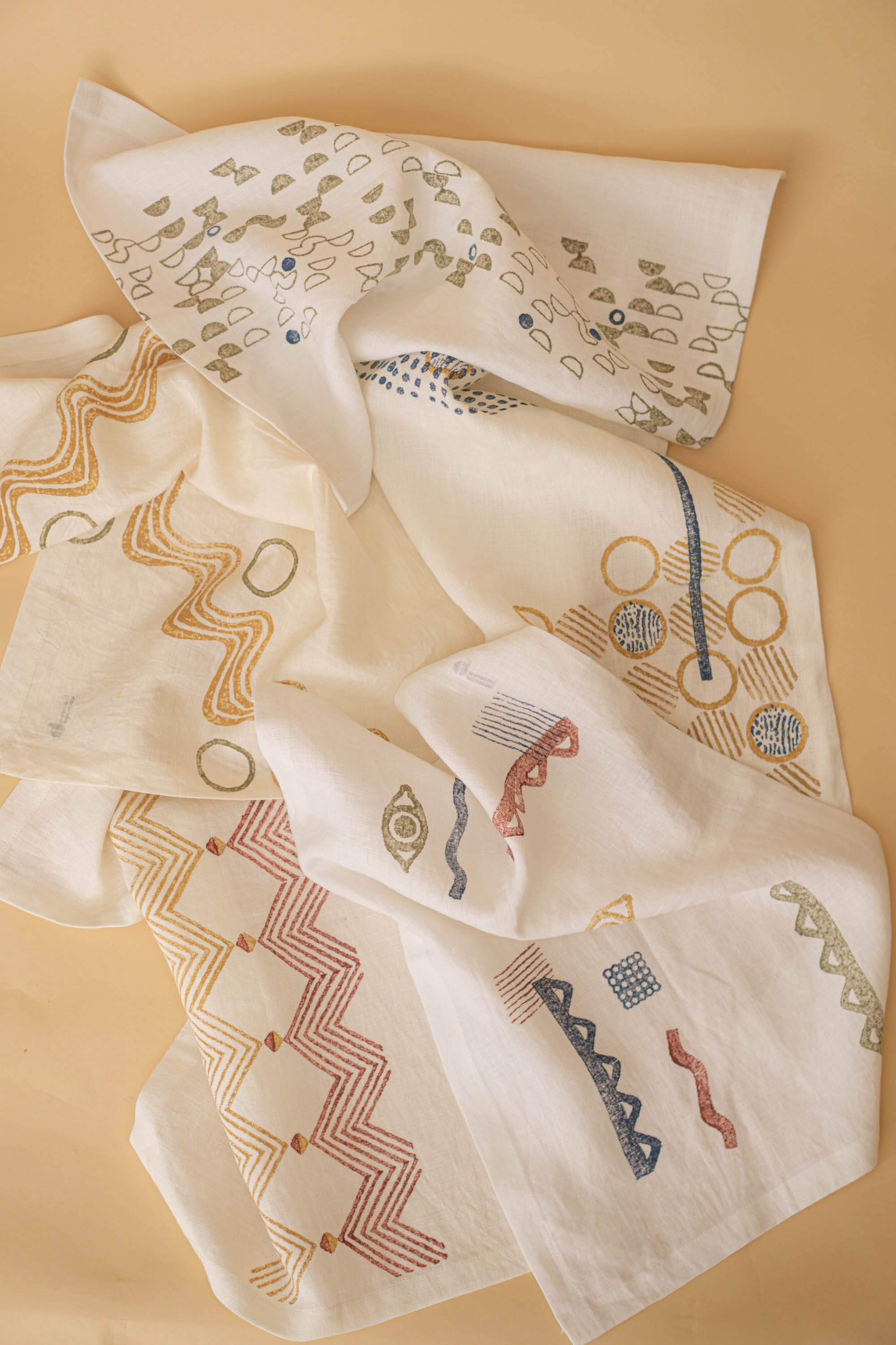 Tea towel with Syrian block print